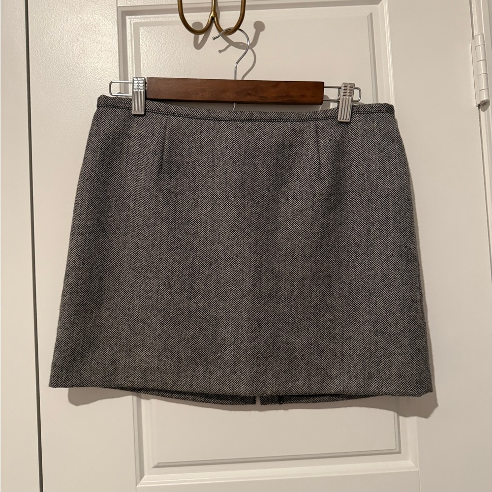 Gray Herringbone Wool Mini Skirt - Vintage Old Navy